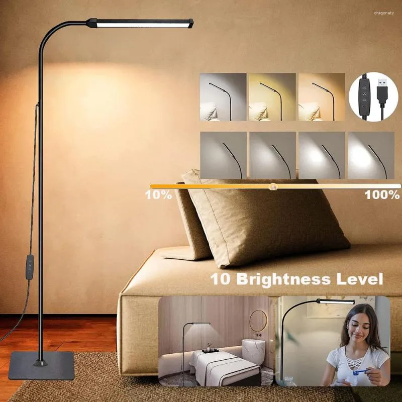 Floor Lamps LED Lamp For Living Room Adjustable Gooseneck Stand Light Dimmable Indoor Bedroom Standing Reading Office Decoration
