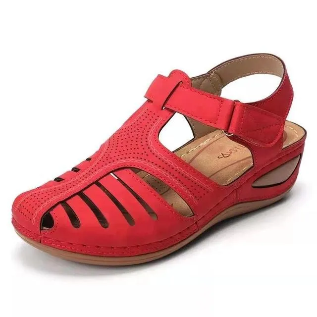 2023 sandálias estilo romano salto de cunha cor sólida sandálias de dedo do pé redondo grande para mulheres moda luxo sapatos de verão preto rosa
