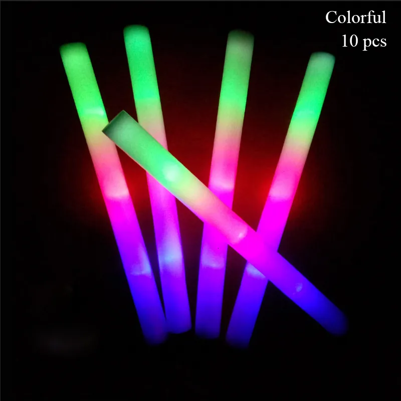 LED Light Sticks 10Pcs Cheer Tube Stick Glow Mousse pour Homme Femmes Musique Bar Fête Enfants Anniversaire décoration 230724