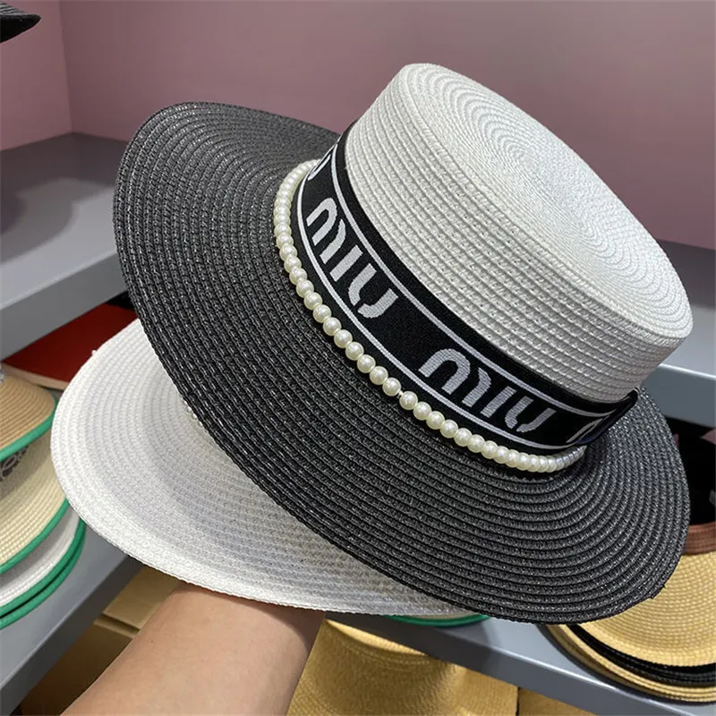 Wide Brim Hats Bucket Hats Elegant wide Brim Panama hat woven straw hat sunshade beach hat UV sunscreen hat Fedora summer fisherman's hat white 230725