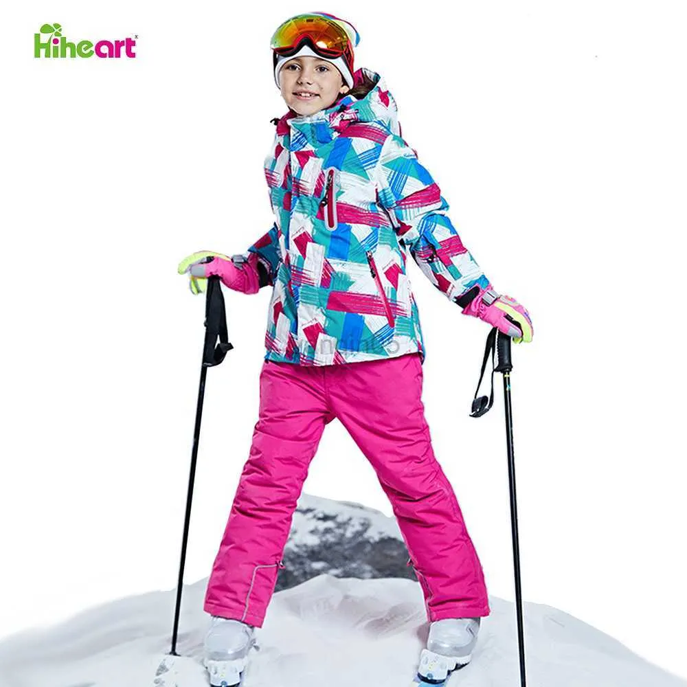 Manteau en duvet Hiheart New Kis Ski Suit Hiver -35 Degrés Snowboard Vêtements Chaud Imperméable À L'eau En Plein Air Vestes De Neige Enfants Garçons Filles Vêtements HKD230725