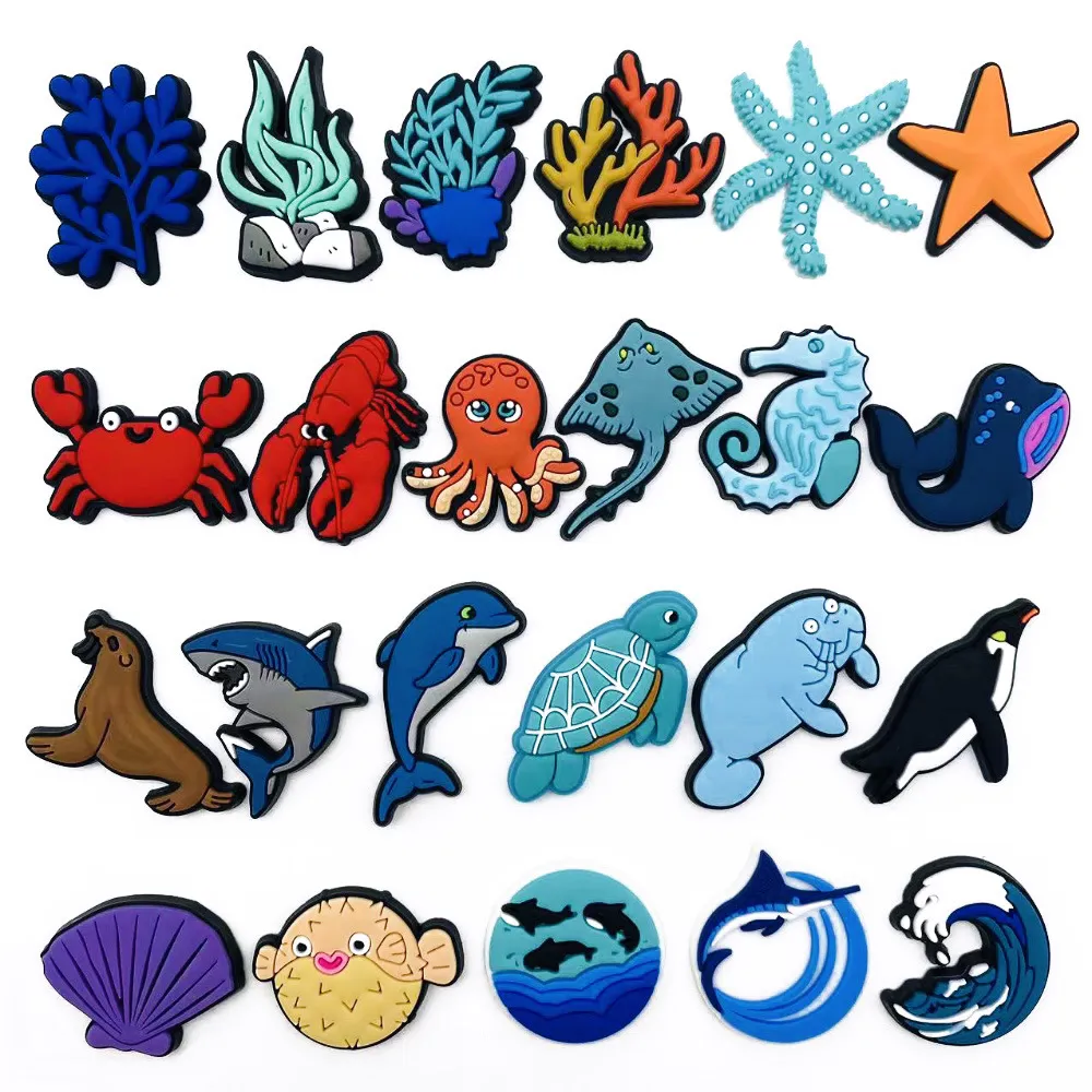 Ocean Animals PVC Shoe Snowflake Charm For Croc Pins Decorative