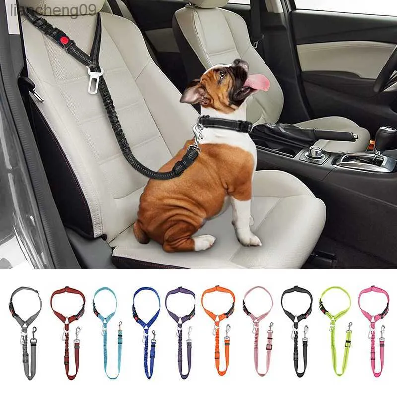 Solido anti-shock Imbracatura per cani due in uno Guinzaglio per animali domestici Cintura di sicurezza per auto con clip Cintura di sicurezza per sedile posteriore Collare per gattini Accessori per animali domestici L230620