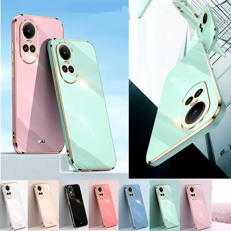 Carcasa galvanizada suave de TPU para OPPO Reno 10 Pro Reno10 Funda de teléfono con revestimiento global a prueba de golpes