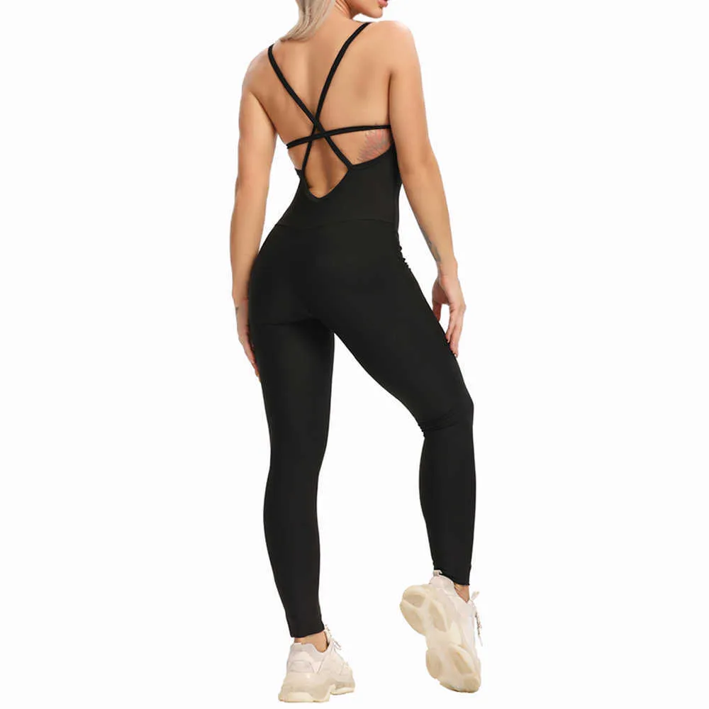 2023 Womens Yoga Fitness Backless Overalls Bodysuit Sexy Sport