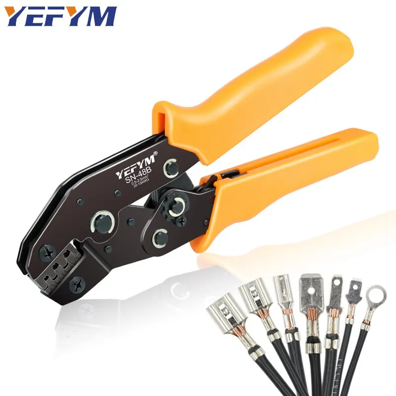 For TAB 2.8/4.8/6.3 Car Terminals SN-48B Crimping Pliers 0.5-2.5mm2/23-13AWG High Precision Jaw Wire Electrical Hand Tools