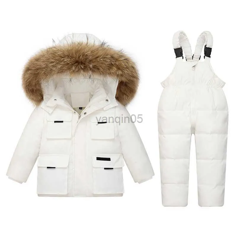 Down Coat -30 Winter Children Clothing Set 2023 Girls Snowsuit Coat Boys Down Jackets Overalls 2st Passar Kids Ytterkläder 1-5Y Baby Costume HKD230725