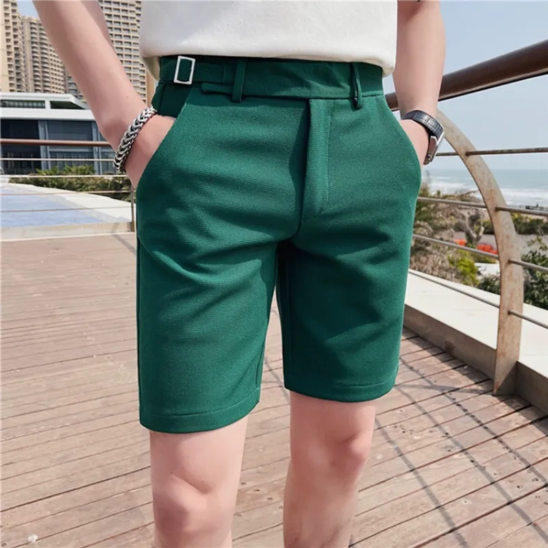 İngiliz tarzı yaz ince şort 2023 Yeni Erkekler Napoli Business Casual Short Pantolon Moda İnce Fit resmi takım elbise Şort Homme
