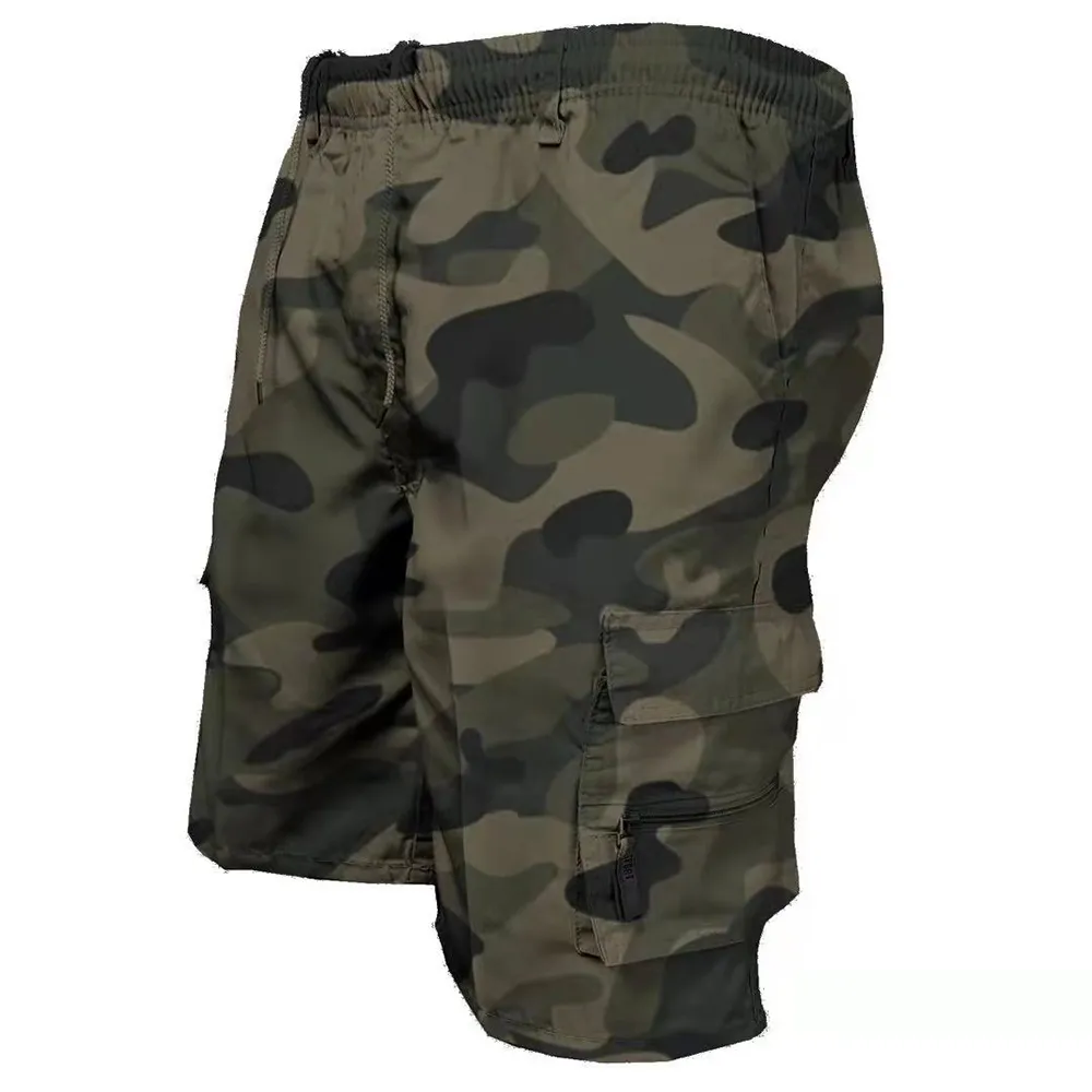 Летняя камуфляж военные грузовые шорты мужчины мульти -карманы тактические короткие негабаритные шнурки спортзала мужская уличная одежда спортивная одежда