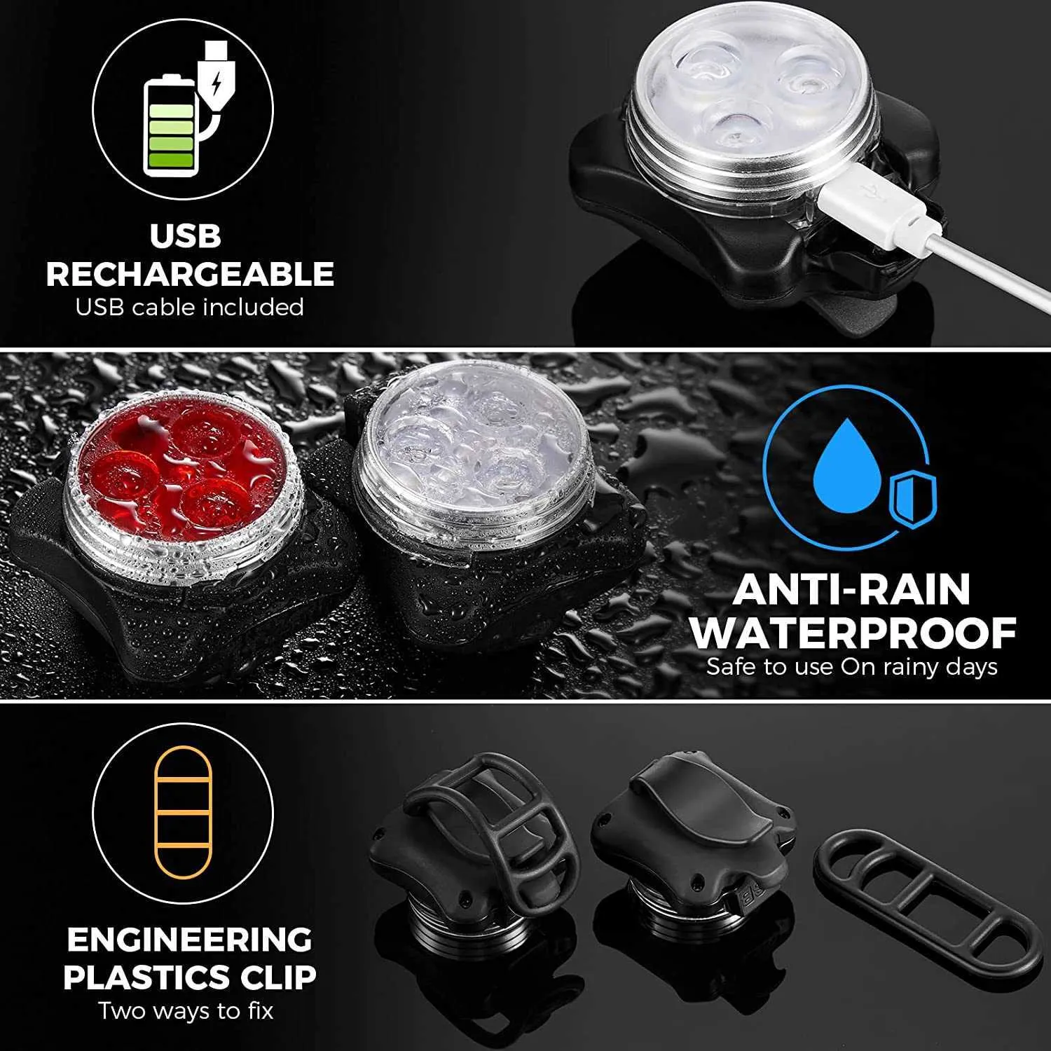 AFUNTA Pet Collar LED Lights - 9 Clip-on Safety Lights For Dogs & Cats, 9 Colors With Batteries, For Night Walks