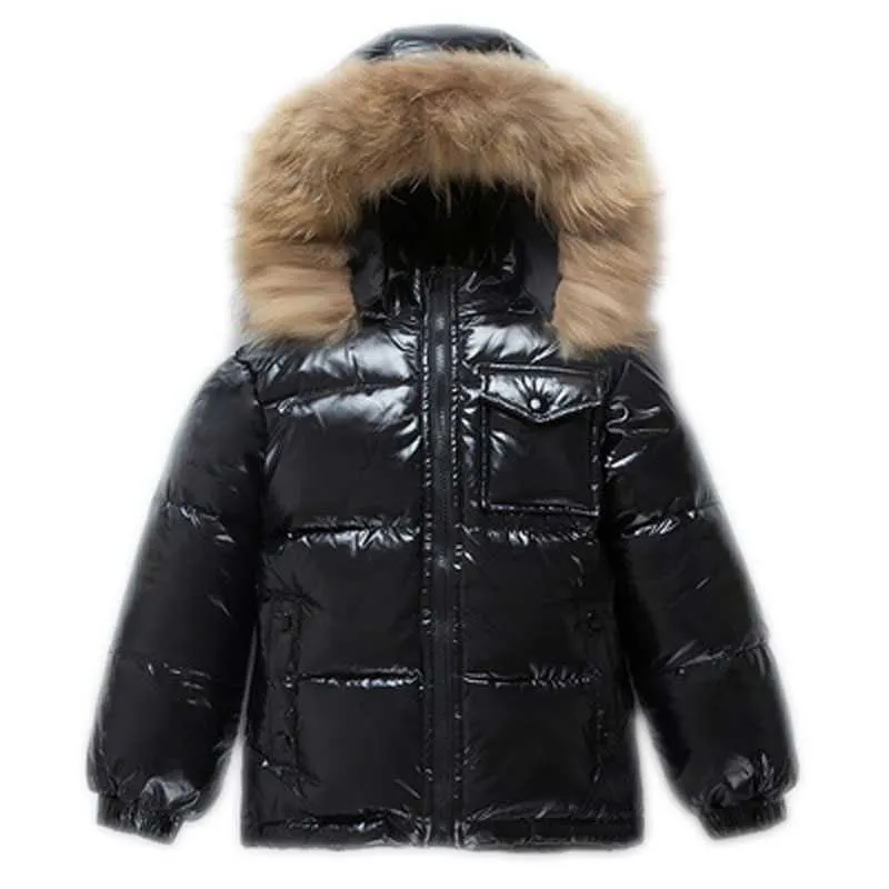 男の子の子供用服のためのダウンコートファッション冬のジャケット厚い外側のコート本物の毛皮のフード付きキッズコート1-16Y HKD230725