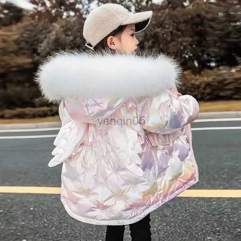 Down Coat Winter New Girls Coats Fashion Shiny Wing Outerwear