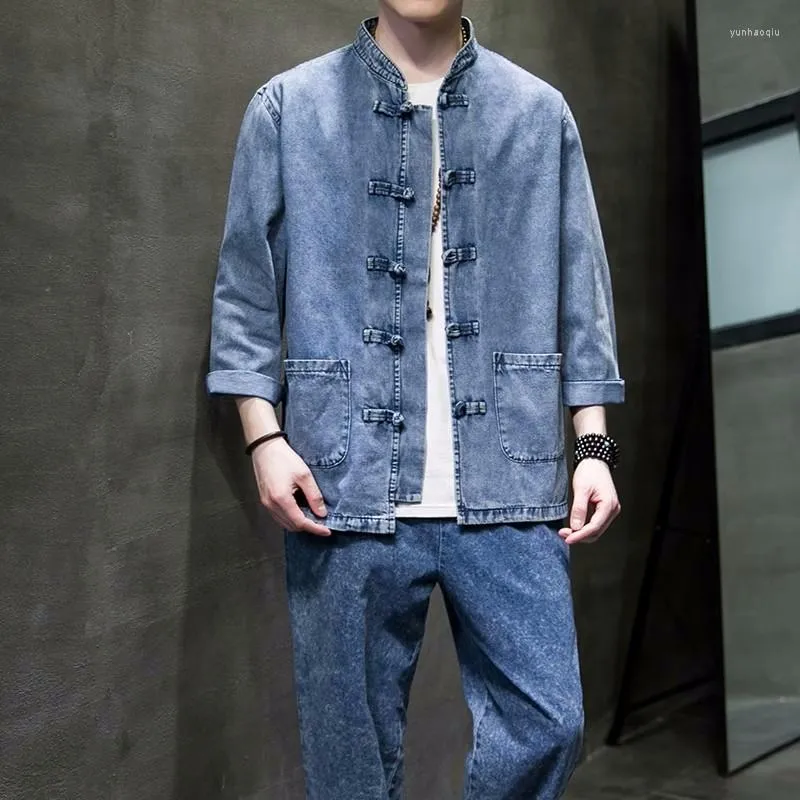 Men's Tracksuits 2023 Summer High -Quality Fashion Trend Large Size Jean Sets Men Loose Casual Chinese Style Denim Set