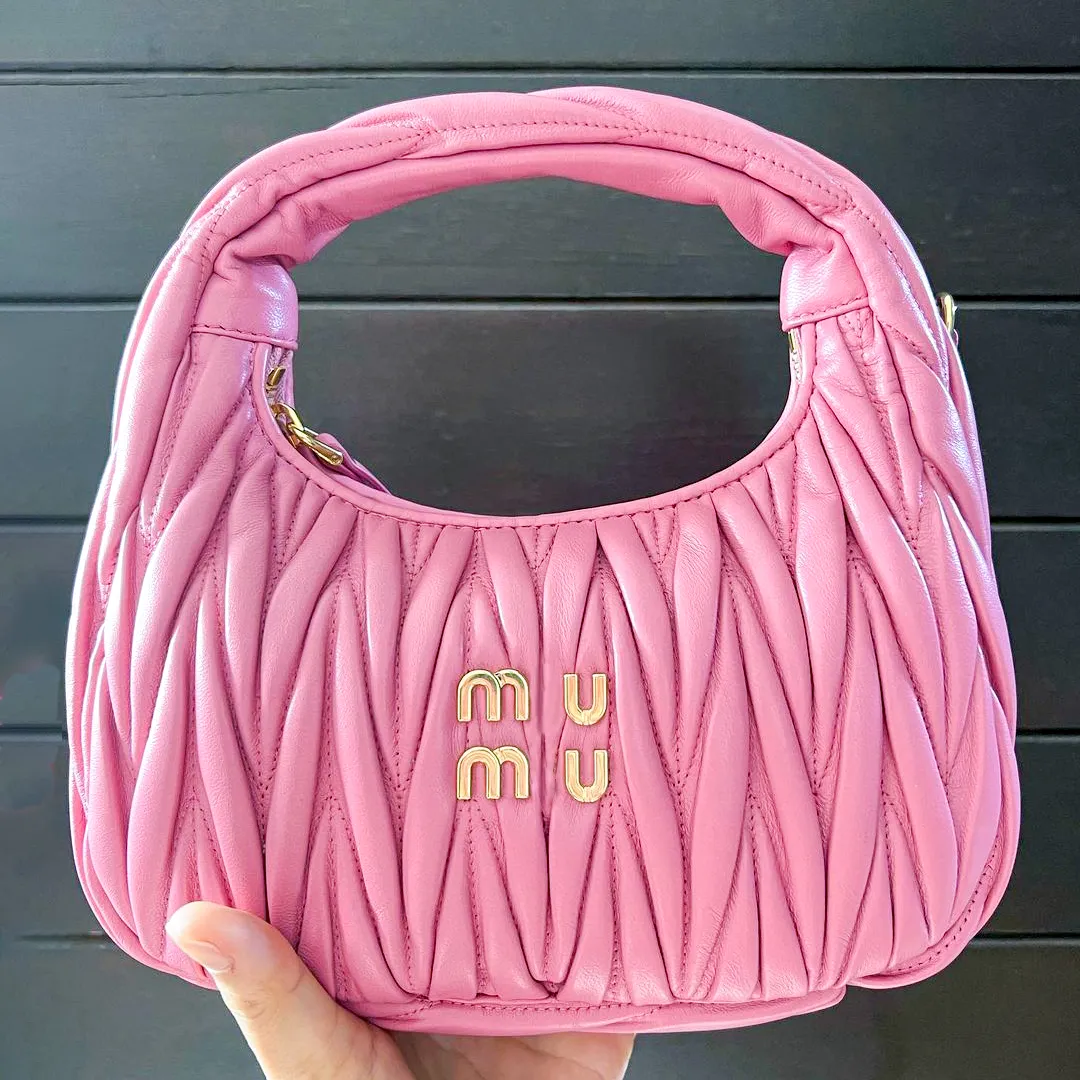 Miu Soft Sheep Leather Hobo Underarm Bag Women Women Top Handle Handle Classic Pochette Handbag Bag Bag Luxury Miui Tote Clutch Crossbody Bags