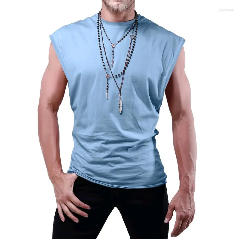 Men's Tank Tops 2023 Summer Cotton Sleeveless Pullover Master High-end Fashion Printed T-shirt Vest Fitness Sports Style Men