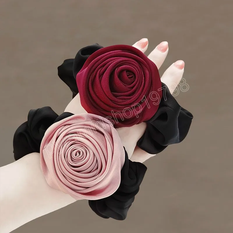 Rose Hairband Bun Hairstyle Flower-Shaped Hair Rope for Women Girls Ponytail Holder hair accessories