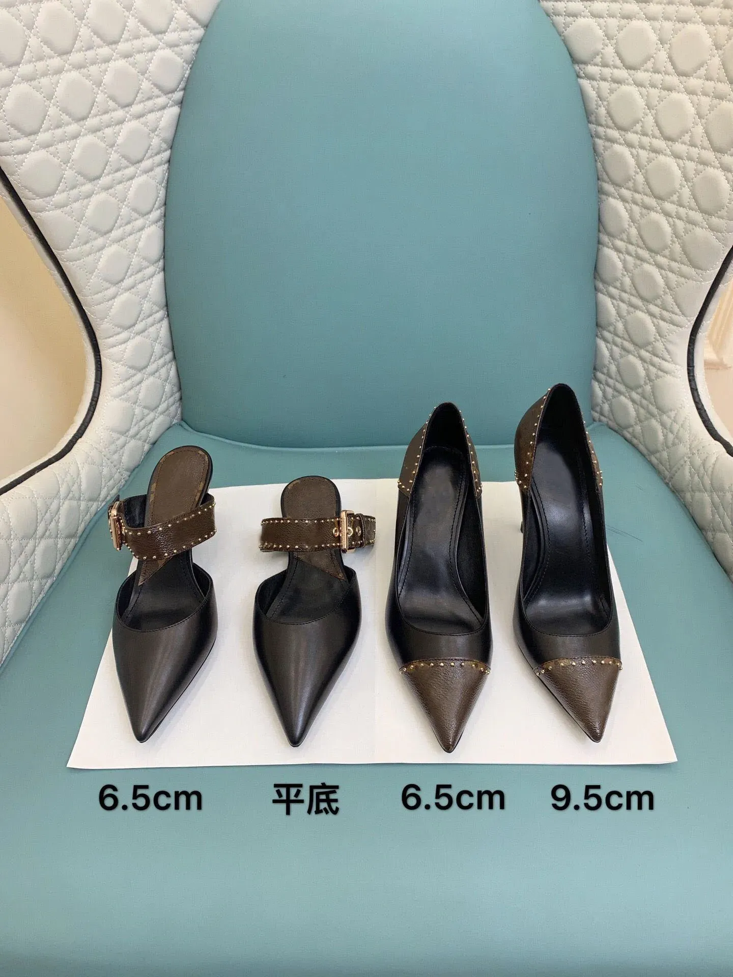 Kadınlar Lüks Tasarımcı Flats Sandal Kayma Smed Slingback Sandalet Kahverengi Orijinal Deri Yüksek Topuklu 34-42