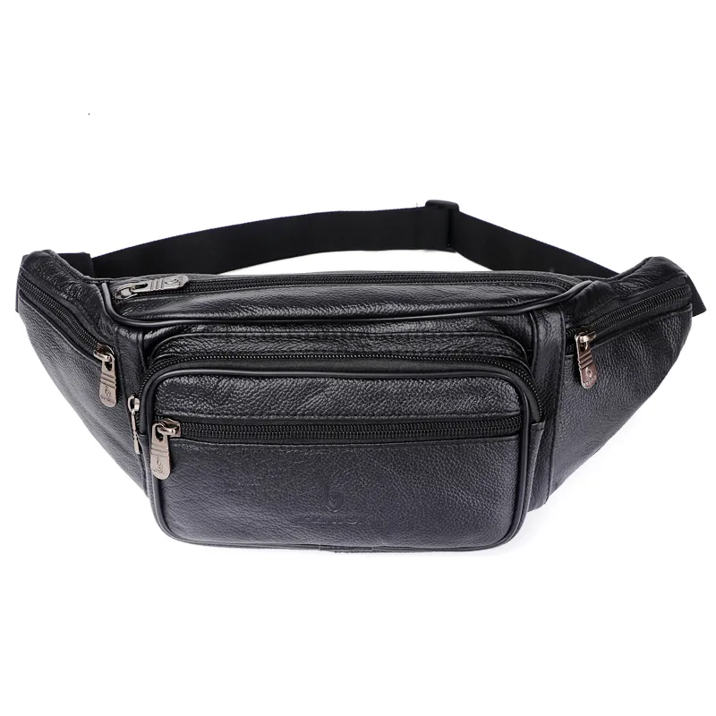 Genuine Leather Waist Bag men Waist Pack Waist Bag Funny Pack Belt Bag Men Chain Waist Bag For Phone Pouch Bolso ZZNICK 230724