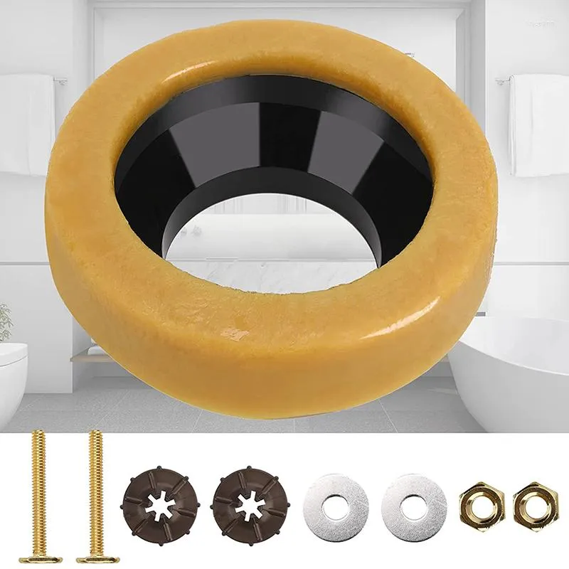 Couvre-siège de toilette Kit d'anneaux de cire pour les toilettes au sol Installer ou réinstaller Anti-odeur Fuite Accessoire de vis à pied fixe avec bride et boulons