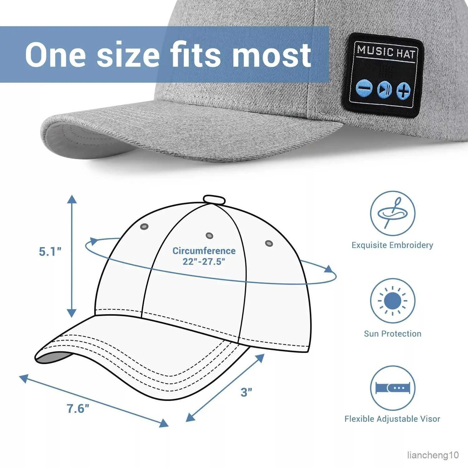 Portabla högtalare Ny hatt med Bluetooth -högtalare Justerbar Bluetooth -hatt trådlöst smart högtalartelefon CAP för utomhussport baseballmössa med mic R230725