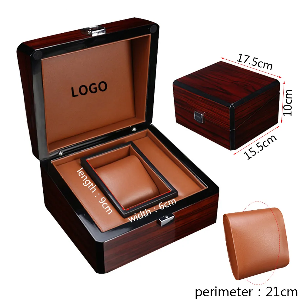 Watch Boxes Cases Wine Red Baking Paint Wooden Wrist Watch Box Bangle Leather Pillow Box Storage Watch Holder Watch Gift Box Wholesale Customized 230724