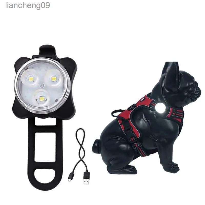 Bärbar husdjurssäkerhet LED-ljus 4-lägen USB-uppladdningsbar för utomhusnatt Waling Anti-Lost Dog Collar Harness Leash Tillbehör L230620