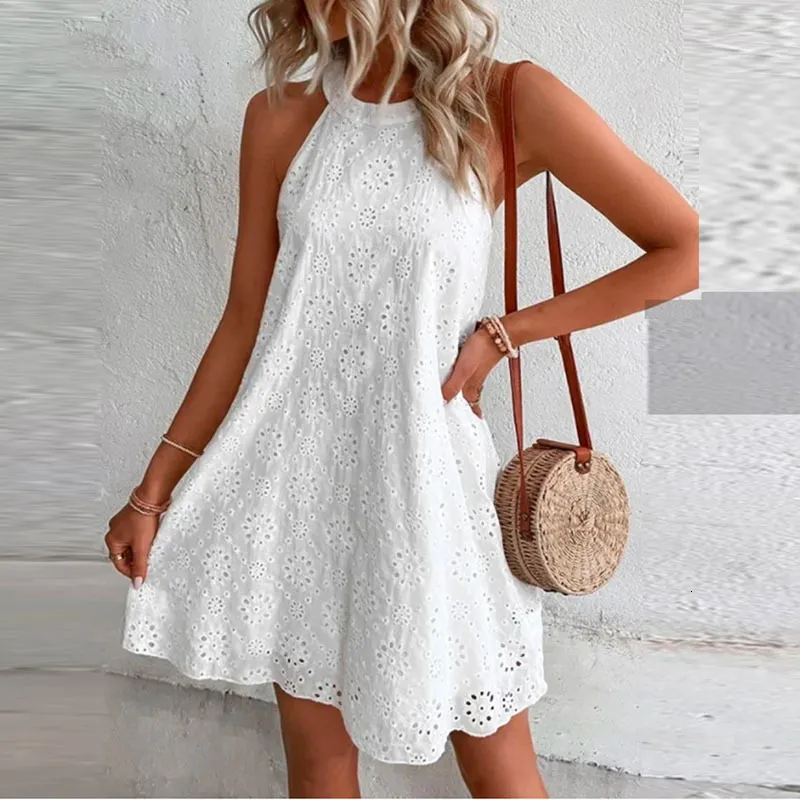 Basic Casual Dresse's Mini Dress 2023 Summer O Neck Sleeve Aline Dresses Fashion Feminino Holiday Beach Party Vestidos Soltos 230724