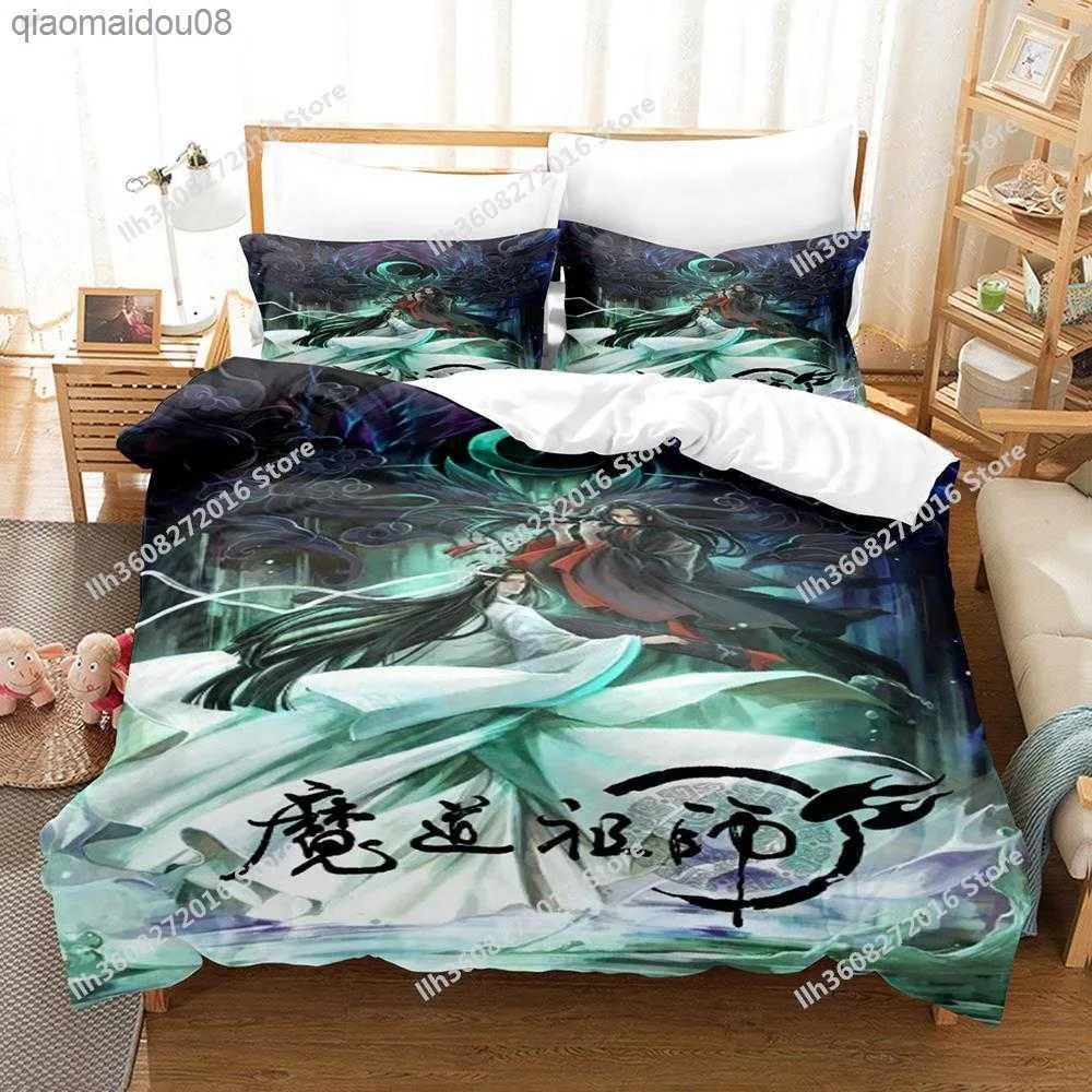 Mo Dao Zu Shi The Grandmaster of Demonic Cultivation Bedding Set Cartoon Anime three-piece set Adult Kid Bedroom Duvetcover Sets L230704