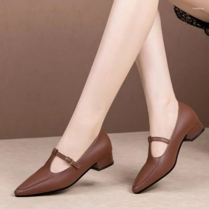 Dress Shoes Women's Pumps 2023 Spring Autumn Fashion Low Heels Buckle Of Women Retro Classic Black Comfortable Female