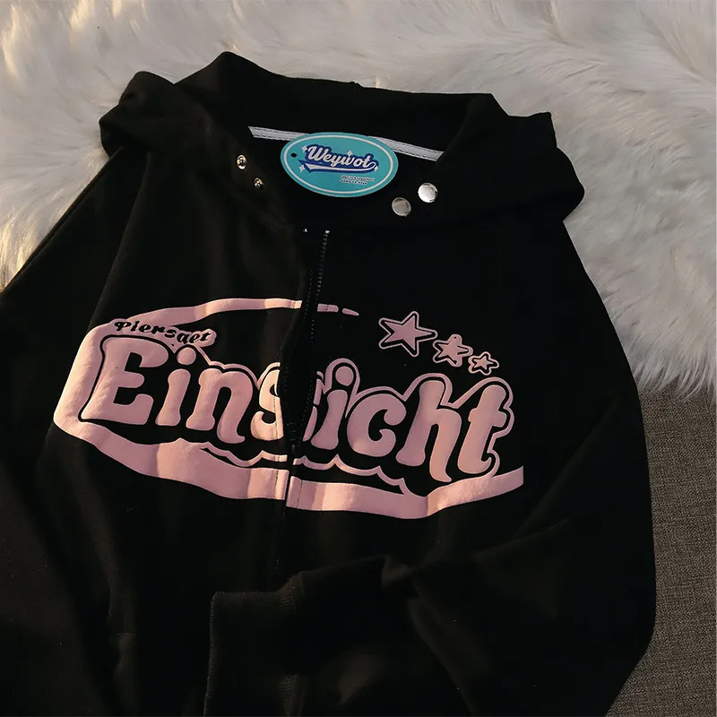 Sweats à capuche pour femmes Sweats Printemps Niche Lettre Mousse Cardigan Sweat Hommes et Femmes Y2K Personnalisé All Match Couple Manches Longues Casual 230725