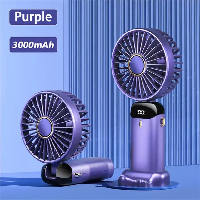 Portable Neck Fan 3000mAh Rechargeble Electric Fan For Camping Mini Wireless Handle Ventilador With LCD Display