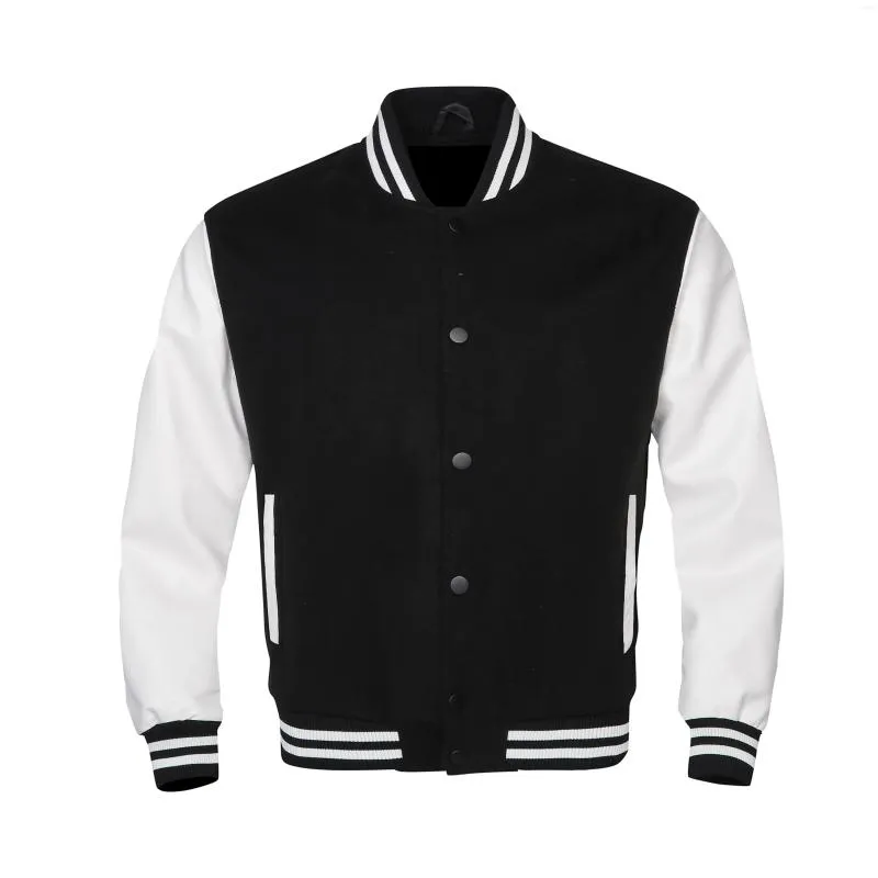 Giacche da uomo Autunno Rosso Nero Casual Maniche in pelle Lana Unisex Università Baseball Letterman Varsity Uomo