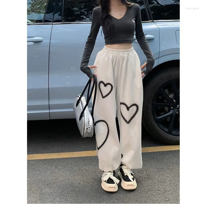 Women's Pants Women Clothing 2023 American Retro Streetwear Love Casual Spring And Autumn Loose Hiphop Sports Simple