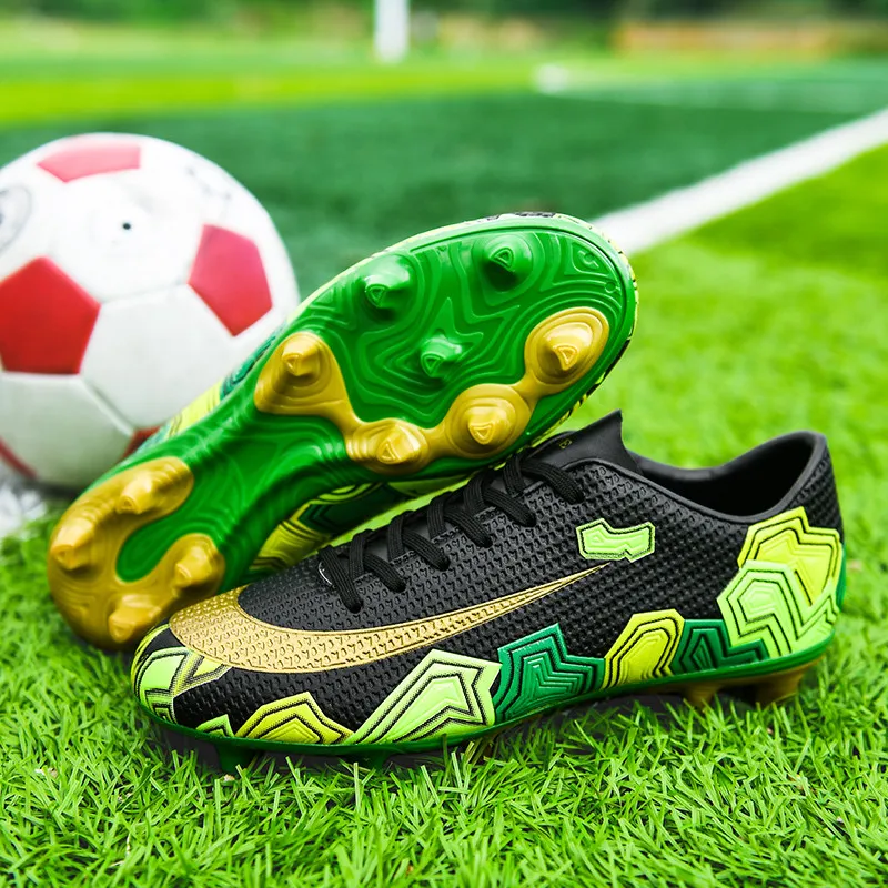 2022ファッションプリントグリーンチルドレンサッカーブーツFG/TF Futsal Soccer Sneakers For Teenager School Football Shoes Kids Trainers