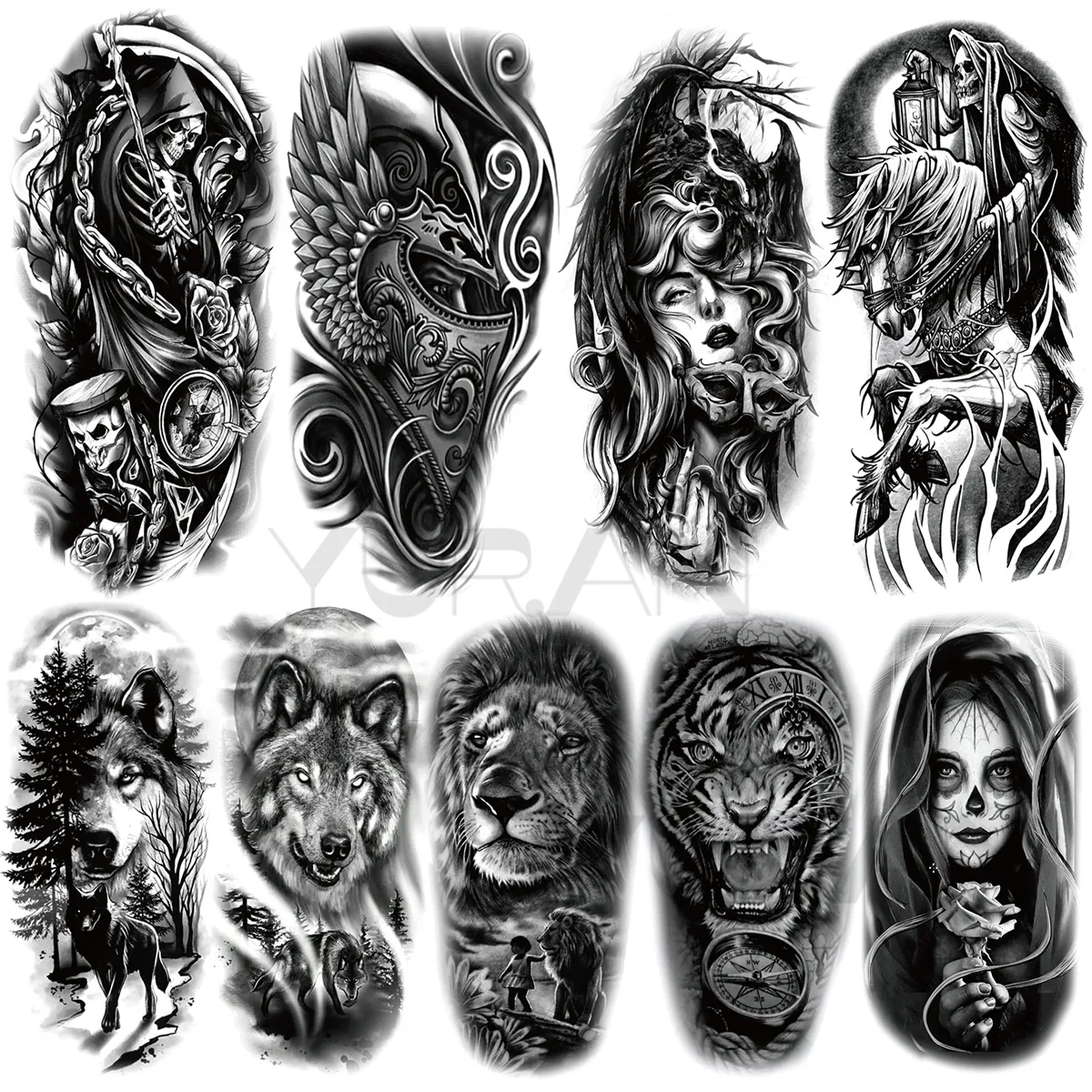 Realistic Temporary Arm Tattoo For Men And Women Wolf, Forest, Lion ...