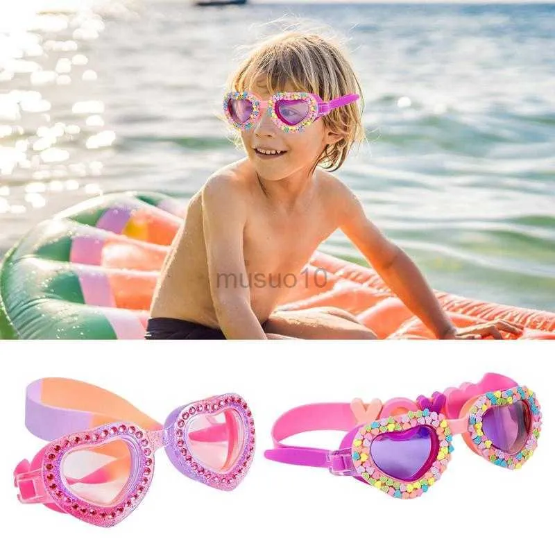 Lunettes de natation étanches pour enfants Lunettes de natation en forme de coeur UV Anti-buée Lunettes d'entraînement de natation pour enfants Cadeaux pour enfants HKD230725