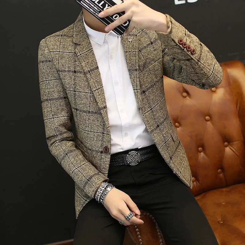 Mens Suits Blazers Men Suit Blazers Jackets Spring Autumn Plaid