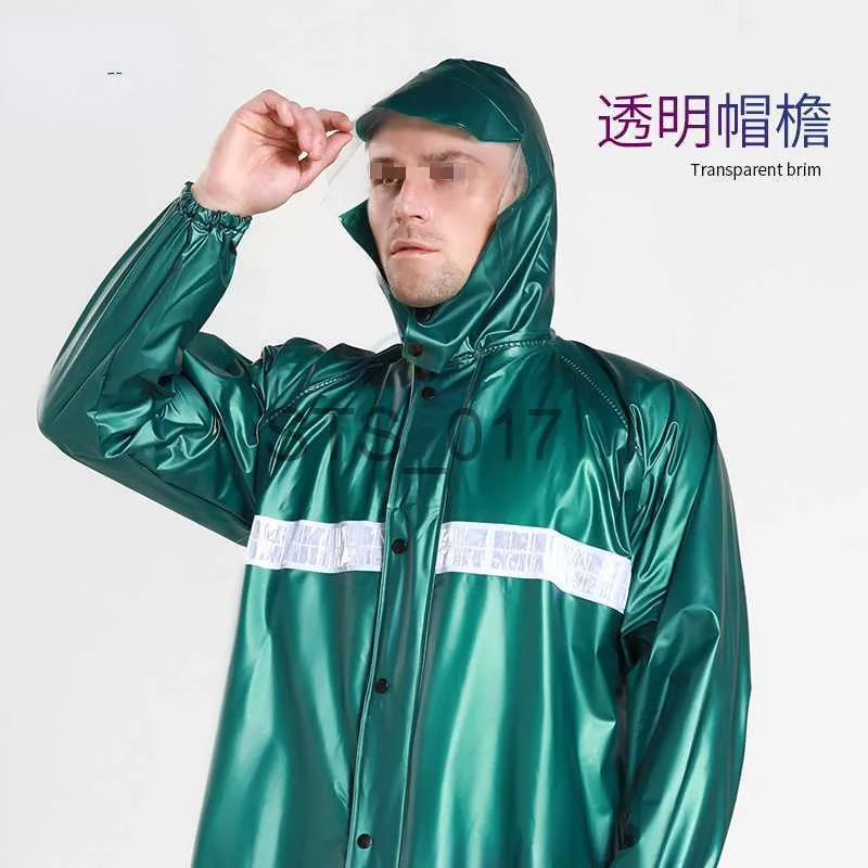 Chubasquero largo impermeable de doble capa para hombre y mujer