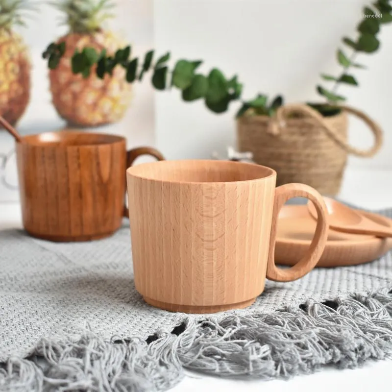 Koffie Potten Hout Ontbijt Mok Lepels En Schotel Beuken Afternoon Tea Melk Cup Houten Plaat Met Handvat Voor Thuiskantoor