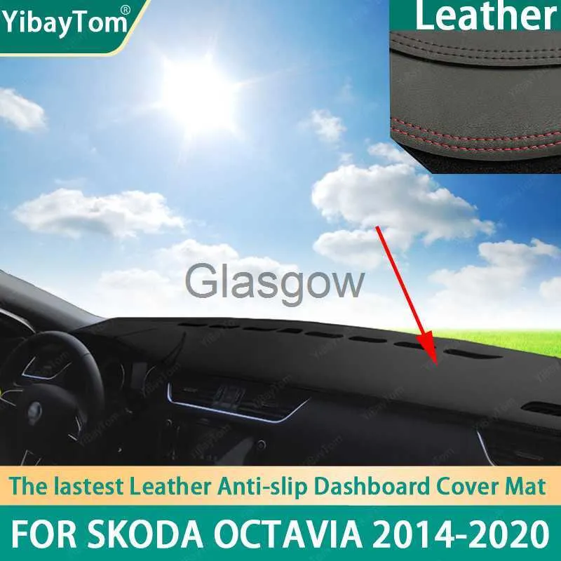 Słońce w samochodzie Najlepsza skórzana deska rozdzielcza PU Anitslip Antiuv Cover Mat dywan ochronny dla Skody Octavia 3 A7 MK3 5E 20142020 Akcesoria x0725