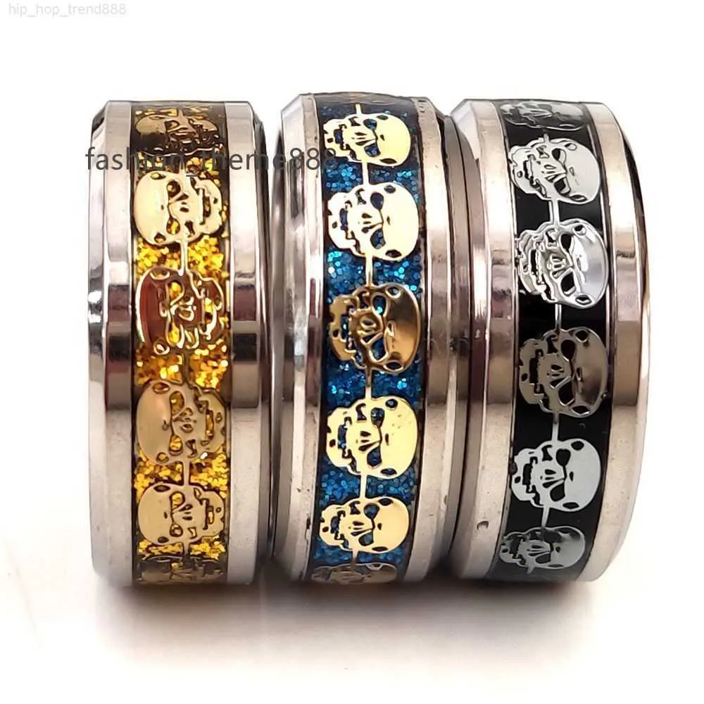 Band Rings 30pcs Top Quality Men's Skull Rings Stainless Steel 316L Gothic Biker Ring Comfort-fit rings Wholesale Jewelry Lot
