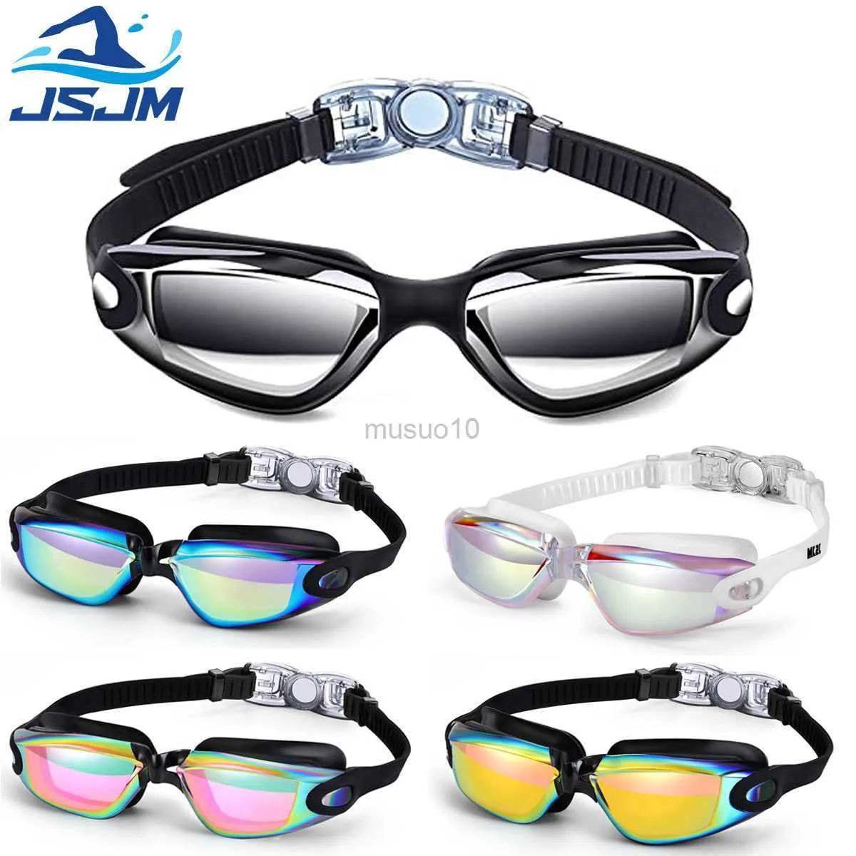 Goggles JSJM New Professional Professional anti-fog UV Protection Lens Men Women Swiming Goggles Goggles مقاومة للماء Sile Swim Glasses HKD230725
