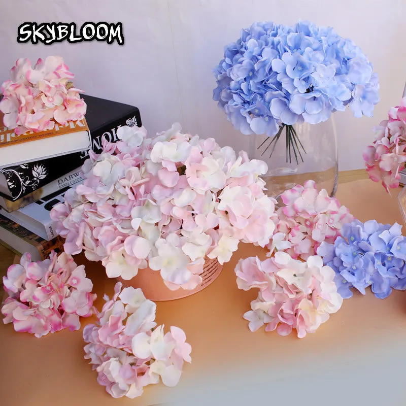 Getrocknete Blumen, 50 Stück, Seiden-Hortensienköpfe, künstliche Köpfe für Blumenkugel, Hochzeit, Weg, Zuhause, Geschäft, Dekoration, DIY, Wandzubehör, KB01 230725