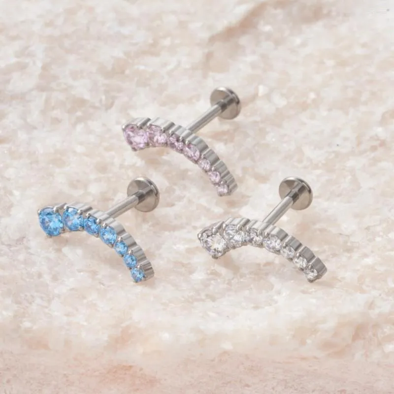 Stud Küpe Titanyum G23 Kulak Arc 7 Zircon Romantik Kadın Ziyafet Lüks Kıkırdak Delikli Takı Burun Dudak