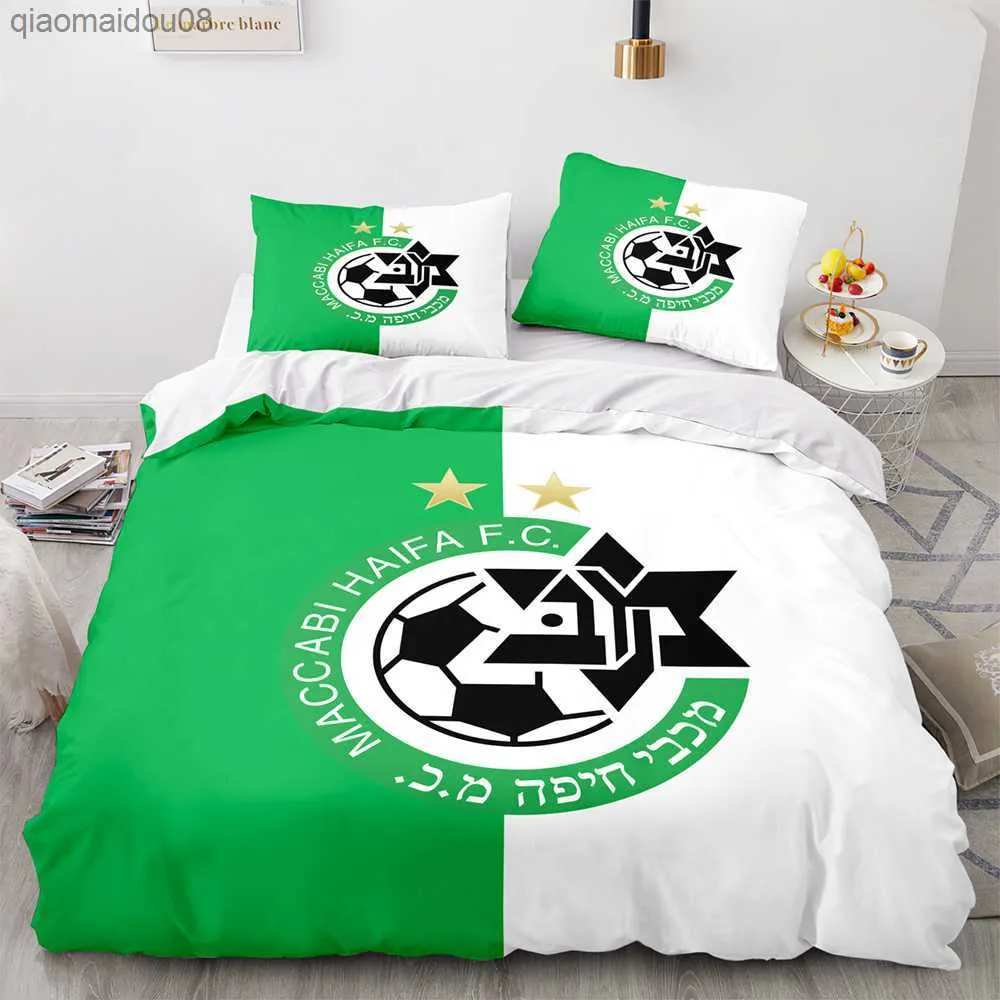 3D-gedrucktes Fußball-Club-Bettwäsche-Set, Bettbezug mit Bezug, Doppelbett, Einzelbett, King-Size-Bett, L230704