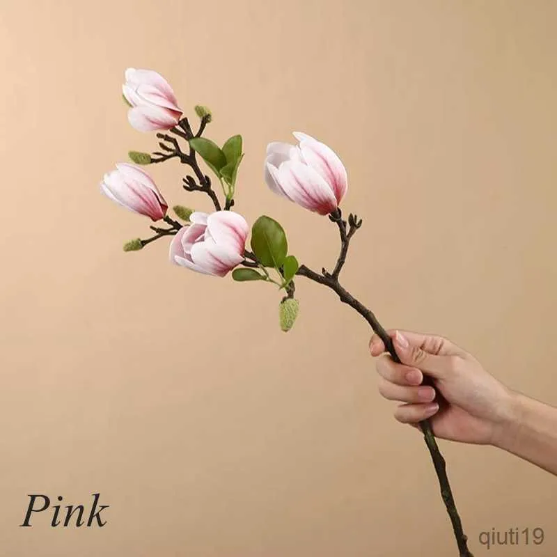 Fiori secchi Magnolia Fiori artificiali Simulazione Magnolia Fiori finti Decorazione di nozze fai da te Bouquet per la casa Ramo di fiori finti R230725