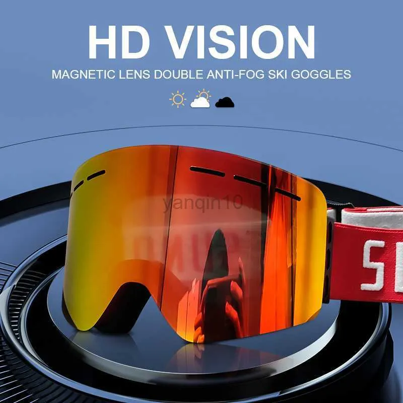 Ski Goggles Magnetic Snowboard Goggles Professional Winter Ski Goggles Double Layers Lens Anti-fog UV400 Skiing Snow Lenses For Men Women HKD230725