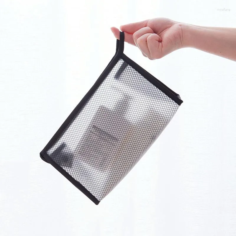 Bolsas de armazenamento 1pc Bacha de higiene pessoal transparente para feminino Organizador de cosméticos Malha portátil com maquiagem de banheiro com zíper