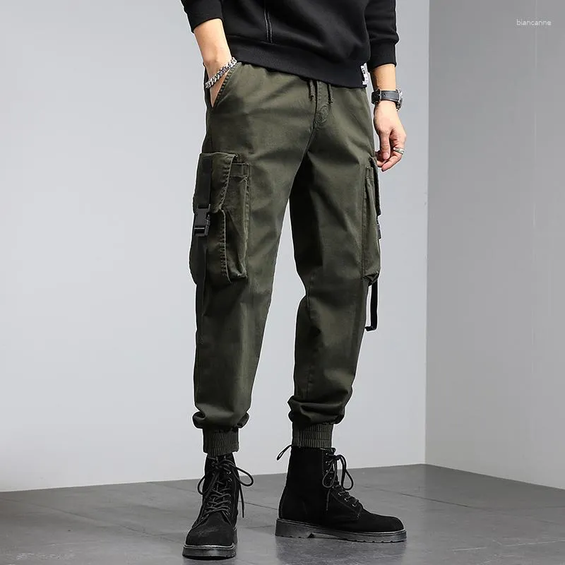 Männer Hosen Qualität Fracht Männer Jogger Harajuku Baumwolle Bänder Große Tasche Mann Streetwear Fashion Taktische
