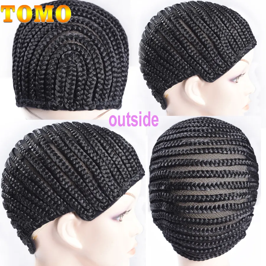 Wig Caps TOMO 1pcs Black Super Elastic Cornrow Cap For Weave Crochet Braid Wig Caps For Making Wigs Top Selling Weaving Braid Cap Wig Net 230724